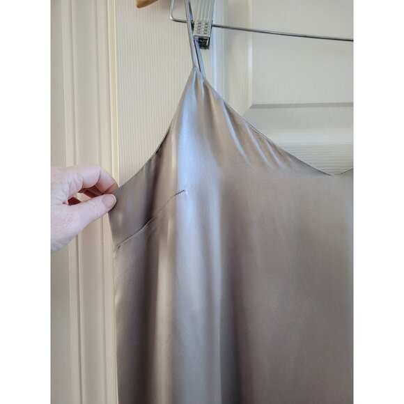 Madewell Womens Gray Silver Silk Slip Dress size 10 Side slit Party Holiday - Picture 4 of 8